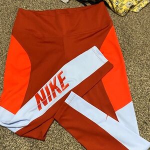 Nike Red and White Active Leggings